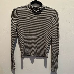 Long Sleeve Mock Neck Stripe Top